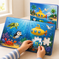 Livre de puzzle pour enfants personnalisé avec couverture brillante aux coins arrondis, thème marin et océanique, impression couleur intégrale