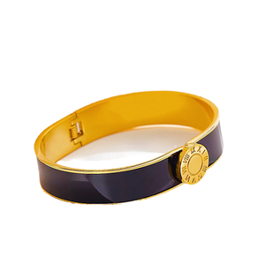 YW Pulseras de Acero Inoxidable de Alta Calidad con Números Romanos Chapados en Oro de 18K y Esmalte de Colores, Brazaletes de Moda para Mujer - Product Image 3