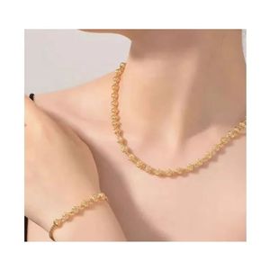 Ensemble collier et bracelet en or jaune pur 18 carats, fait main, dernière collection Xinfly, réglable pour femmes, style classique, vente en gros - Product Image 1