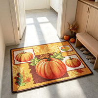 Herbst-Ernte Kürbis-Muster Dekorative Fußmatte, Anpassbare Rutschfeste Wasserdichte Polyester-Eingangsmatte für Thanksgiving