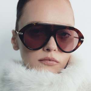 Lunettes de soleil surdimensionnées rétro 2026 avec logo personnalisé, monture large, verres dégradés, protection UV400, style aviateur pour femmes - Product Image 3