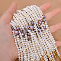 Bracelet de perles violettes naturelles d'eau douce de 6 à 8 pouces, plaqué or, plaqué argent sterling, bijoux élégants pour femmes