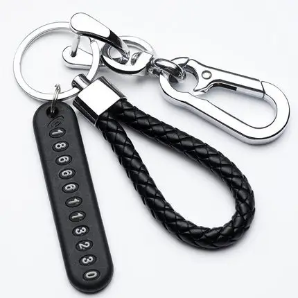Anti-Lost Car Key Chain Phone Number Card Keyring Phone Number Plate Key Ring Auto Vehicle Key Ring Car Accessories Keychain