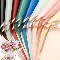 Papel de Regalo para Flores, Translúcido, Mate, Impermeable, con Borde Dorado, Doble Cara, de Película de PE, Ecológico, Hecho a Mano, en Oferta