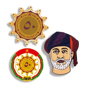 Custom Metal 51th kingdom Magnetic Emblem Logo Oman National Day 3D Badge Day Pin