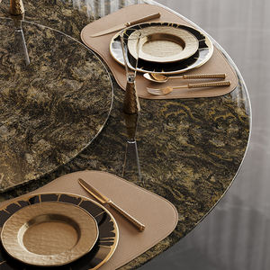 โต๊ะอาหารสไตล์อิตาลีทรงกลมหรูหราทันสมัยพร้อมท็อปหินอ่อนธรรมชาติสำหรับห้องรับประทานอาหารบ้านวิลล่า - Product Image 4