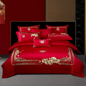 Juego de Ropa de Cama de Alta Gama para Bodas, 160S, Algodón de Fibra Larga, Jacquard Bordado, Estilo Chino Retro, Juego de Sábanas de Varias Piezas - Product Image 1