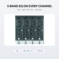 Console de mixage audio numérique 4 canaux avec USB pour Bluetooth et alimentation fantôme 48V pour enregistrement en studio et DJ