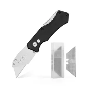 Stainless steel Quick-Change SK5 blade utility knife safety cutter folding pocket knife with push button