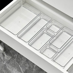 Transparent Acrylic Drawer Dividers Rectangle Stackable Office Organizer For Desk Stationery Cosmetics Storage Box - Product Image 1