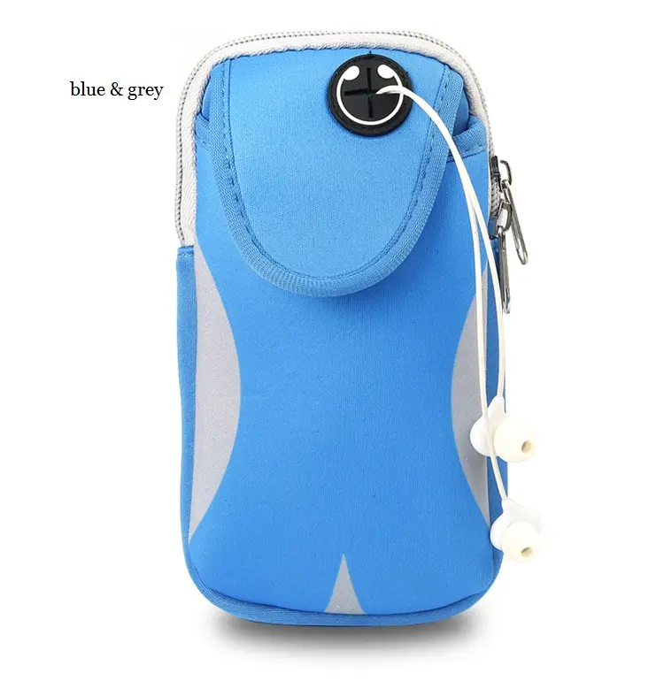 아마존 뜨거운 판매 재고 다채로운 다기능 휴대용 휴대 전화 케이스 스포츠 팔 밴드 지퍼 가방 아이폰 X