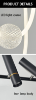 Lustre LED en forme de boule à ligne ondulée simple, suspension réglable pour salle à manger et îlot de cuisine, vente en gros