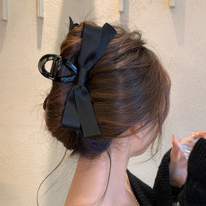 Hot Selling Personalized Women Candy Color Black Double-Sided <b>Bow</b> Grab Barrettes Medium Large Non-Slip Claws Women Sweet Style - Product Image 3