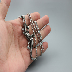 Collar con colgante de lagarto de acero inoxidable, unisex, con forma de animal, joyería de regalo - Product Image 4