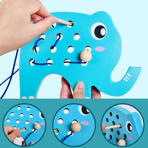 MG Baby Whale Yellow Duck Thoring Rope <b>Wooden</b> Fine Movement Training Educational <b>Toy</b> <b>for</b> 2 <b>4</b> <b>Years</b> Infant Early Childhood - Product Image 6