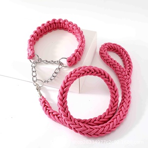 Luxuriöses Handgewebtes Einfarbiges Polyester/Nylon P-Ketten Explosionsgeschütztes Halsband Hundeleine-Set Bänder für Mittelgroße/Große Hunde Weich Langlebig - Product Image 5