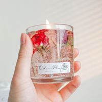 Echte Blumen-Gelee-Wachs Aromatherapie-Kerze Kreative Aromatherapie Schlafzimmer-Duft mit Glas Valentinstag-Geschenk