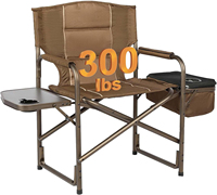 Chaise de camping pliable avec glacière et table latérale, en fer robuste pour adultes, supporte 300 lb