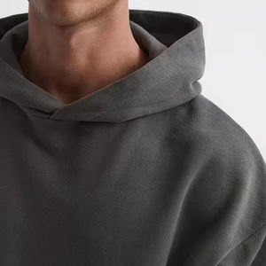 Sudadera con capucha para hombre con hombros caídos y algodón en blanco de fabricante - Product Image 4