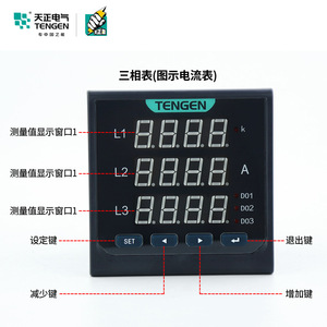 Amperímetro digital trifásico Tengen Pa256l de 5A para medición de corriente y monitoreo de energía - Product Image 1
