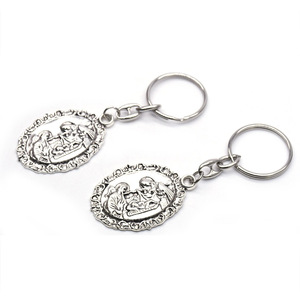 Oval Zinc Alloy <b>Keychain</b> Embossed Religious Scene Handmade Metal Pendant Gift Jewelry - Product Image 4