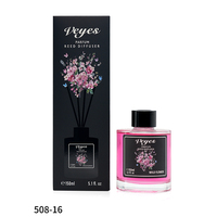 ناشر عطر زجاجي أنيق سعة 150 مل للعطور طويلة الأمد مع رائحة فواكه وأزهار وأعواد ألياف سوداء