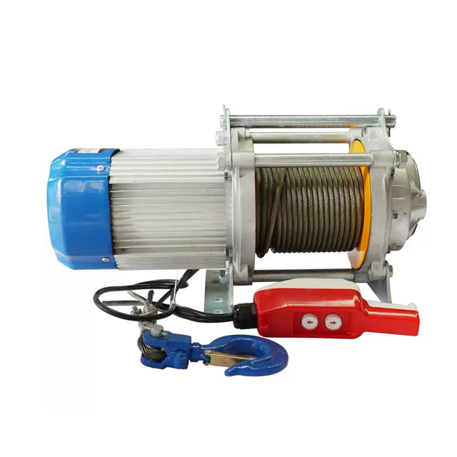 New 1 Ton 220V Mini Electric Hoist Aluminum Housing Wire Rope Winch 30m to 100m Lifting Height