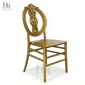 <b>Gold</b> Polycarbonate Ornate Oval Back <b>Chair</b> Lightweight Durable for Wedding Reception and Banquet Events - Product Image 1