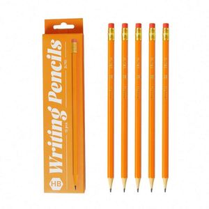 High Quality 12-Piece HB Standard Pencil Set Customizable Wood Free Student Writing Pencils with English Packing Box - Product Image 1