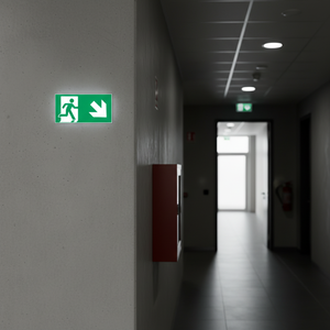 Uscita di emergenza verso il basso segno della freccia destra 300*160mm segnaletica stradale in alluminio luminescente - Product Image 3