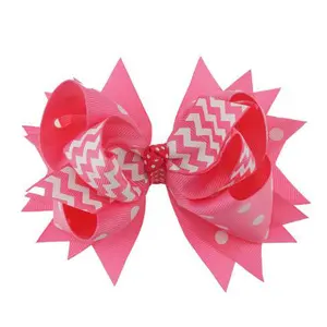 5 Inch Back To School Girls Hair Bows Children Hairpins Boutique dot Ribbon Bows Hair Clips Fasion Hair Accessories