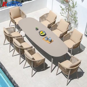 8 Seat Patio Dining Set <strong>Outdoor</strong> Furniture Aluminum Oval <strong>Bench</strong> <strong>Table</strong> Rope Chairs Seat Garden Restaurant Furniture Oversize <strong>Table</strong> - Product Image 2