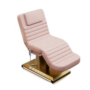 Luxury Gold Stainless Steel Foot Control Massage <b>Table</b> Chair 3 Motors <b>Electric</b> Lift Facial Spa Bed for Living Room Hotel Use - Product Image 2