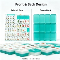 Jeu de tuiles de mahjong vertes en acrylique transparent avec motif Joker agrumes, cadeau de jeu de mahjong pour femmes et vacances en famille
