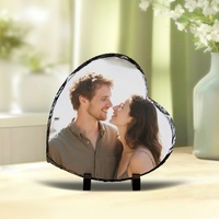Plaque photo circulaire personnalisée en ardoise polie, vierge pour sublimation, avec logo personnalisé, pour mariage, naissance de bébé, décoration intérieure