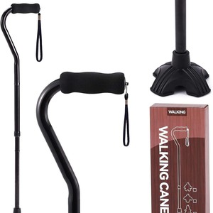 Aluminum Alloy Cane With <b>Hook</b> Handle Telescopic Foldable Height Adjustable Non Slip Walking Stick For Elderly Hiking Support - Product Image 2