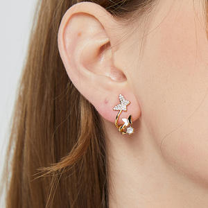Elegant Brass Multi Layers 18K Gold Plated <b>Butterfly</b> Stud Earrings Romantic <b>Butterfly</b> Cubic Zircon Statement Stud Earrings - Product Image 2