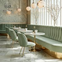 Ron Group Elegante Ronde Marmeren Tafel Fluwelen Stoelenset L-vormige Gecapitonneerde Booth Zitplaatsen Hotel Restaurant Meubilair