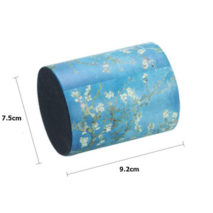 Digitally printed pattern PU leather pen <b>holder</b>, Instagram-worthy desktop organizer for <b>makeup</b> brushes, round pen box storage - Product Image 2