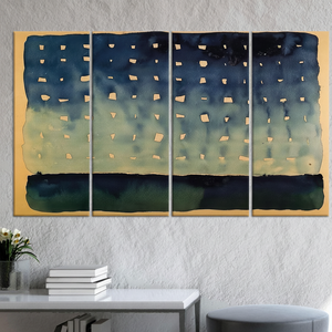 Abstract Night Sky Art Deco Printed Canvas Set of 4 Modern Gradient Light Windows Hanging Panels - Product Image 3