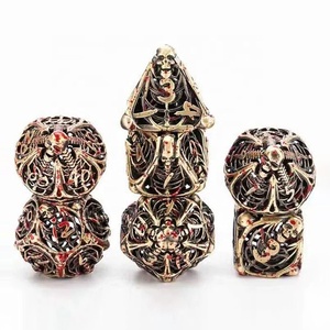 Ensemble de dés polyédriques <span class=keywords><strong>Dnd</strong></span> à 7 pièces en forme de crâne creux, dés en alliage de zinc incrustés de résine bleue pour les jeux de rôle <span class=keywords><strong>DND</strong></span> - Product Image 4