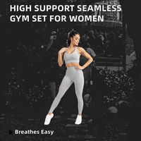 Conjunto Deportivo para Mujer, Leggings de Cintura Alta con Sujetador Deportivo, Talla Grande, Sólido, de Alta Sujeción, Cintura Elástica, Alta Calidad, Sin Costuras, Reciclable