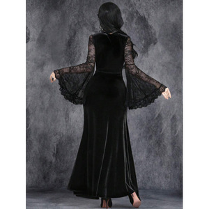 Nouvelle Robe Femme Chic et Sexy 2026 Style Européen et Américain, Taille Haute, Col en V, Bordure Dentelle, Tendance Sorcière - Product Image 3
