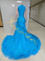 Robe de Soirée de Luxe Ocstrade en Strass, Fendue, Bleu Ciel, Coupe Sirène, avec Traîne en Tulle Perlé et Volants, Robes de Bal 2026 pour Filles Noires
