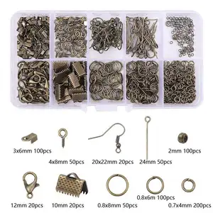 710 unids/caja paquete DIY hallazgos de joyería componentes Kit anillos divididos de oro apertura anillo de salto collar pulsera Fabricación de cierre de langosta