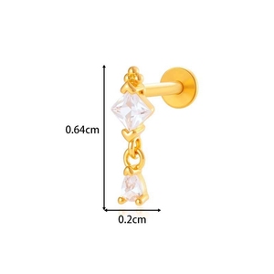 Yw G23 Titan & Thép Đá Quý Labret Lip Bar Nhẫn Cubic Zircon Hoa Tai Sụn Vòng Xoắn Ốc Xỏ Vít Phù Hợp Với Top 16G - Product Image 6