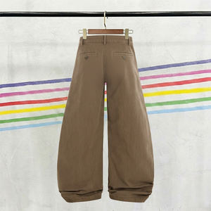 Pantalon décontracté ample pour <span class=keywords><strong>homme</strong></span>, coupe <span class=keywords><strong>banane</strong></span>, avec poches et rivets décoratifs, couleur unie, jambe large, style américain, coupe droite mi-haute - Product Image 2