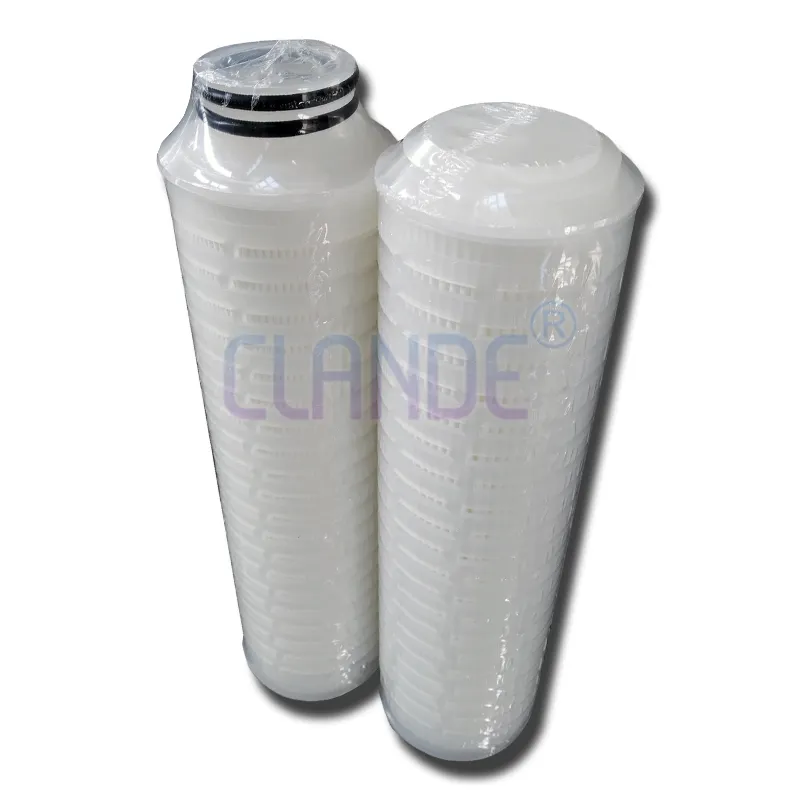 Industrieel Watergevouwen Filterpatroon 10 Inch 0.2 Micron Geplooid Filterelement Voor Filtratieapparatuur