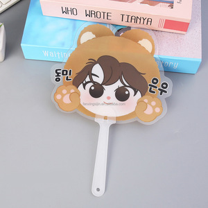 Venta al por mayor bajo MOQ personalizado ídolo imagen Impresión de PVC transparente círculo en forma de plástico redondo Kpop piquete ventilador - Product Image 5