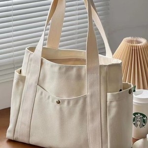 Bolsa de lona de 16oz de moda de alto valor, Asa de algodón, cierre de cremallera, logotipo personalizado - Product Image 4